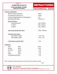 BÉTON RÉFRACTAIRE - 70% ALUMINE- 50 LBS